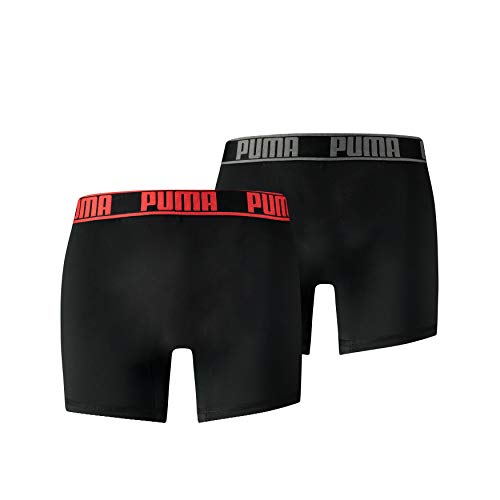 Puma Active Boxer 2p Packed Ropa interior de deporte, Rojo (Black/Red), M (Pack de 2) para Hombre