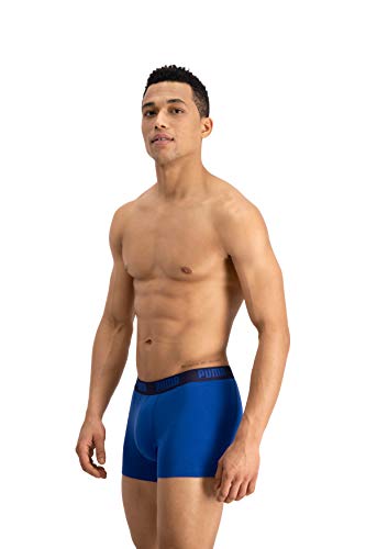 Puma Basic - Boxer para hombre, color Azul / Azul marino, talla Large, paquete de 2 Puma Basic - Boxer para hombre, color Azul / Azul marino, talla Large, paquete de 2