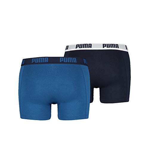 Puma Basic - Boxer para hombre, color Azul / Azul marino, talla Large, paquete de 2 Puma Basic - Boxer para hombre, color Azul / Azul marino, talla Large, paquete de 2