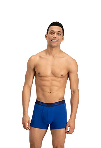 Puma Basic - Boxer para hombre, color Azul / Azul marino, talla Large, paquete de 2 Puma Basic - Boxer para hombre, color Azul / Azul marino, talla Large, paquete de 2