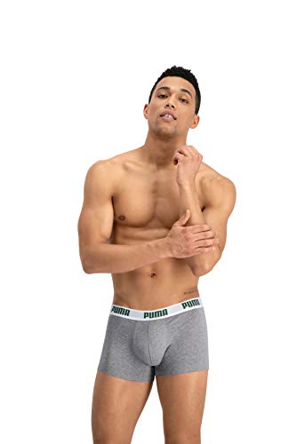 Puma Basic Trunk 2P, Boxer hombre (Pack de 2), Multicolor (Amazon Green/Grey), L