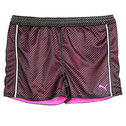 Puma Big-Girls Breathable Comfortable Soft Mesh Shorts Black Pink White Medium