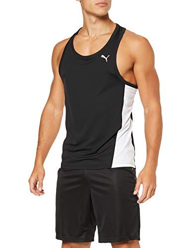 Puma Cross The Line Singlet Camiseta De Tirantes, Hombre, Black White, L