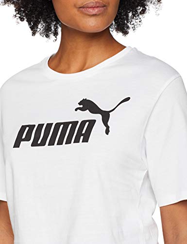 PUMA ESS+ Cropped Logo tee T-Shirt, Mujer, Puma White, L