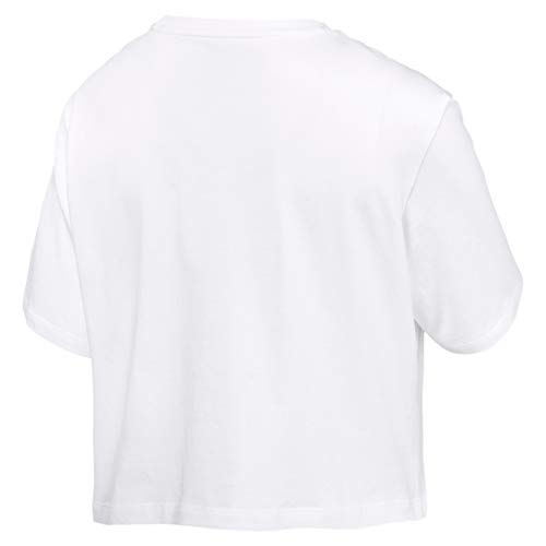 PUMA ESS+ Cropped Logo tee T-Shirt, Mujer, Puma White, L