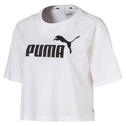 PUMA ESS+ Cropped Logo tee T-Shirt, Mujer, Puma White, L PUMA ESS+ Cropped Logo tee T-Shirt, Mujer, Puma White, L