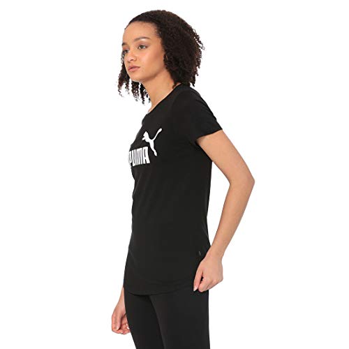 PUMA ESS Logo tee T-Shirt, Mujer, Cotton Black, S