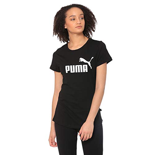 PUMA ESS Logo tee T-Shirt, Mujer, Cotton Black, S