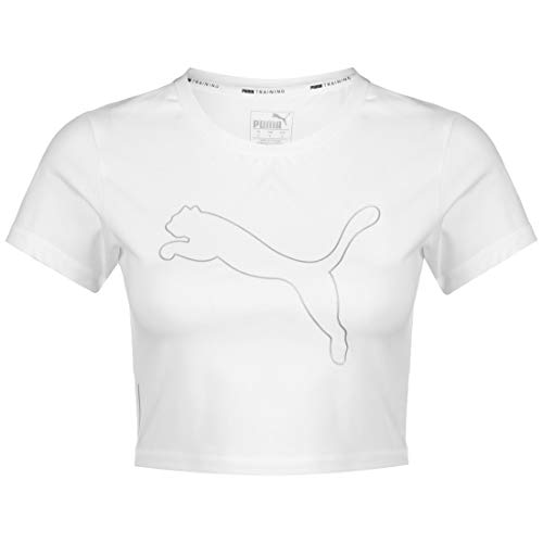 PUMA Feel It Crop tee Camiseta, Mujer, White-Outline Cat PRT, L