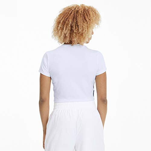 PUMA Feel It Crop tee Camiseta, Mujer, White-Outline Cat PRT, L PUMA Feel It Crop tee Camiseta, Mujer, White-Outline Cat PRT, L