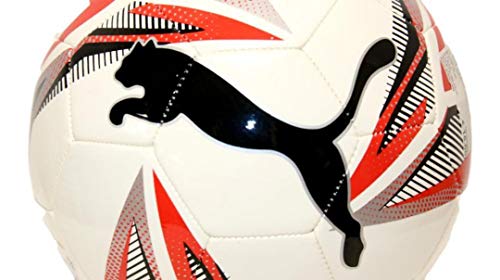 PUMA ftblPLAY Big Cat Ball Balón de Fútbol, Unisex-Adult, White Black Red Silver, 5 PUMA ftblPLAY Big Cat Ball Balón de Fútbol, Unisex-Adult, White Black Red Silver, 5