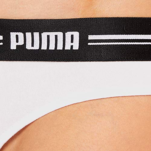 PUMA Iconic Women's String-Thong (2 Pack) Tanga Bragas, Blanco/Blanco, XS (Pack de 2) para Mujer