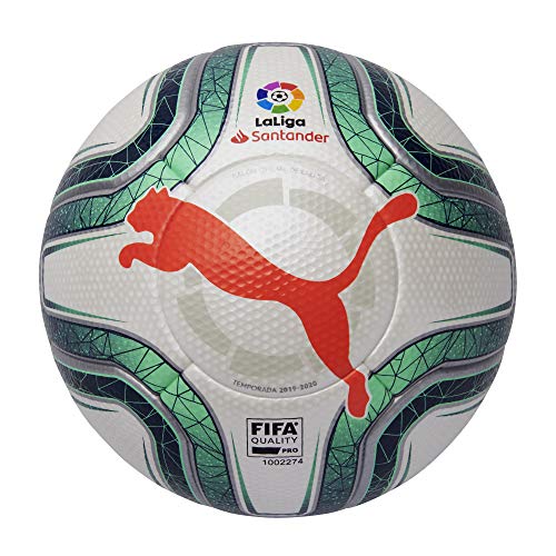 Puma Laliga 1 (FIFA Quality Pro) Balón de Fútbol, Unisex Adulto, Gris White-Green Glimmer-Nrgy Red, 5