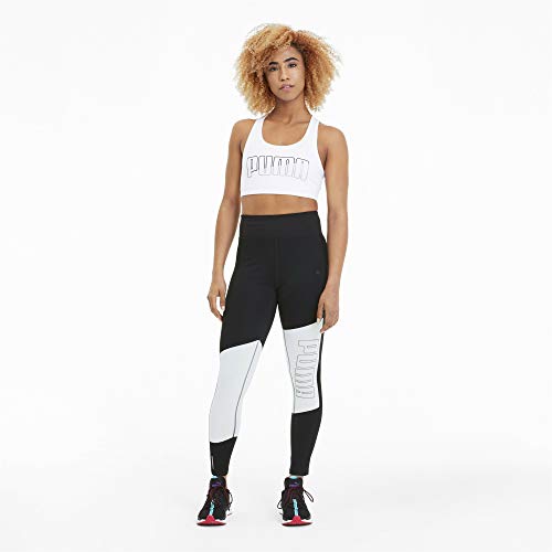 PUMA Logo 7/8 Graphic Tight Mallas Deporte, Mujer, Black White-Silver PRT, S