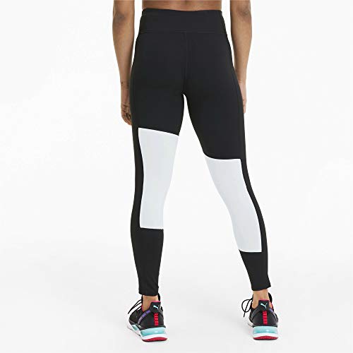 PUMA Logo 7/8 Graphic Tight Mallas Deporte, Mujer, Black White-Silver PRT, S