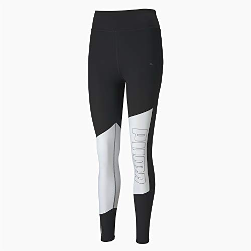 PUMA Logo 7/8 Graphic Tight Mallas Deporte, Mujer, Black White-Silver PRT, S