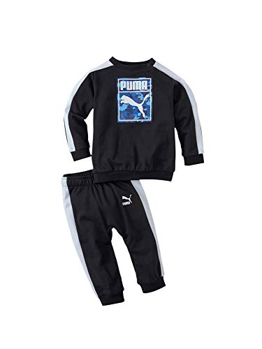 PUMA Minicats T7 Crew Jogger Chándal, Unisex bebé, Negro, 12-18M