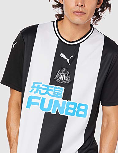 PUMA NUFC Home Shirt Replica SS with Sponsor Maillot, Hombre, White Black, S