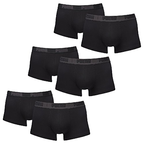 Puma - Paquete de 6 unidades de calzoncillos bóxer cortos, ropa interior para hombre Negro XL