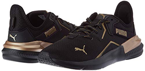 PUMA Platinum Metallic Wns, Zapatillas de Gimnasio Mujer, Negro Black/Gold, 39 EU