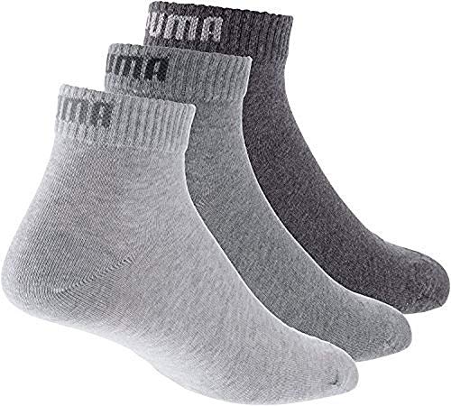 Puma Quarter Plain, Calcetín Unisex Adulto, Gris (Anthraci/L Mel Grey), 35-38, (Pack de 3)