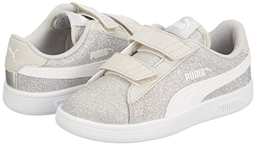 Puma Smash Glitz Niña Zapatillas Deportivas con Correa De Velcro Plateado 30 EU