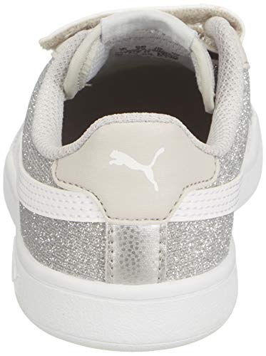 Puma Smash Glitz Niña Zapatillas Deportivas con Correa De Velcro Plateado 30 EU