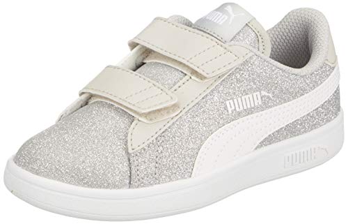 Puma Smash Glitz Niña Zapatillas Deportivas con Correa De Velcro Plateado 30 EU