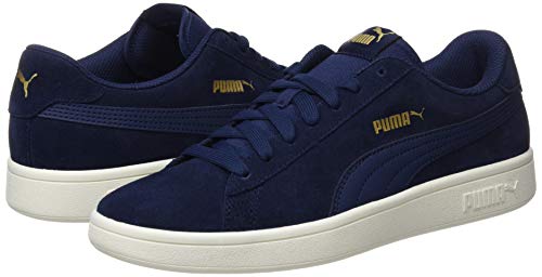 PUMA Smash v2, Zapatillas Unisex Adulto, Azul (Peacoat-Gold-Whisper White), 42.5 EU