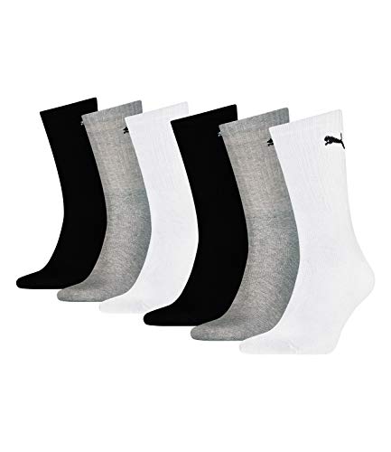 Puma Sport Cush Crew 6P, Calcetines Unisex, Paquete de 6, Multicolor (Grey/White/Black), EU 39-42 Puma Sport Cush Crew 6P, Calcetines Unisex, Paquete de 6, Multicolor (Grey/White/Black), EU 39-42