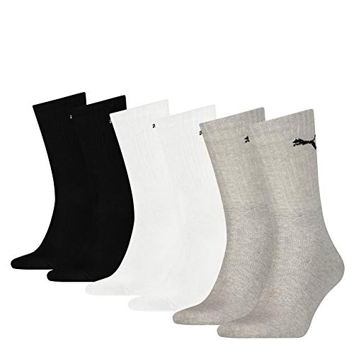 Puma Sport Cush Crew 6P, Calcetines Unisex, Paquete de 6, Multicolor (Grey/White/Black), EU 39-42 Puma Sport Cush Crew 6P, Calcetines Unisex, Paquete de 6, Multicolor (Grey/White/Black), EU 39-42