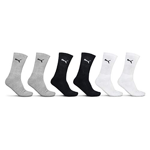 Puma Sport Cush Crew 6P, Calcetines Unisex, Paquete de 6, Multicolor (Grey/White/Black), EU 39-42 Puma Sport Cush Crew 6P, Calcetines Unisex, Paquete de 6, Multicolor (Grey/White/Black), EU 39-42