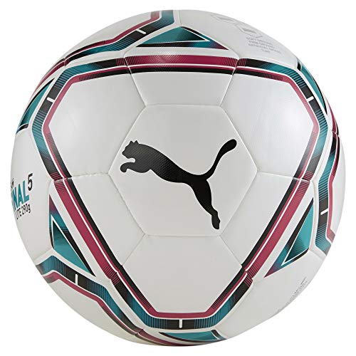 PUMA teamFINAL 21 Lite Ball 290g Balón de Fútbol, Unisex-Adult, White-Rose Red-Ocean Depths Black, 5