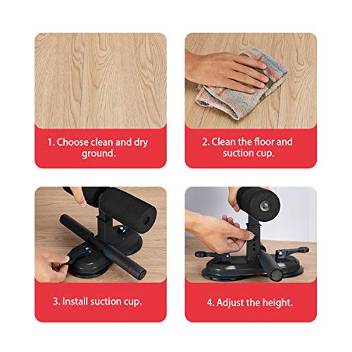 PUNCIA Barra ajustable para sentarse con dispositivo portátil auxiliar para el piso de la barra abdominal entrenador de la base del abdomen con succión para sentarse equipo de herramienta de fitness PUNCIA Barra ajustable para sentarse con dispositivo portátil auxiliar para el piso de la barra abdominal entrenador de la base del abdomen con succión para sentarse equipo de herramienta de fitness