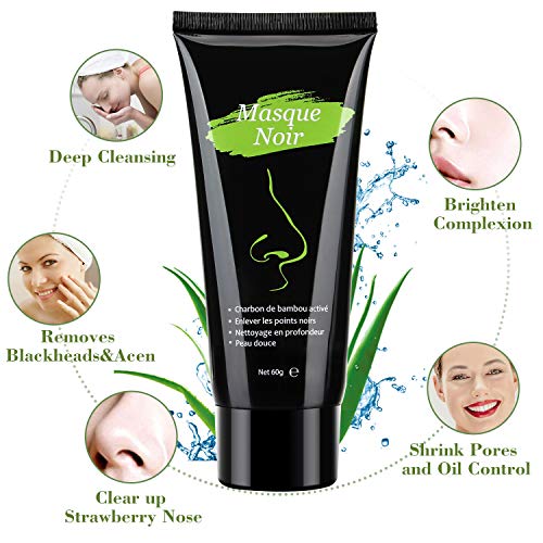 Puntos Negros Mascarilla, Mascarilla Exfoliante, Black Mask-Mascara Negra De Purificante Espinillas y Piel Muerta, Hidratar Piel, Eliminar Puntos Negros, Acné-60 g/2.1oz