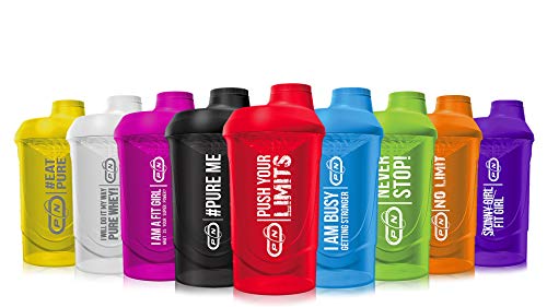 Pure Nutrition Rainbow Protein Shaker Bottle 10 Colores Frescos Señales Motivadoras Hombres Mujeres Cómodo, Confiable, con colador Gym Fitness Bodybuilding 600ml y 300ml