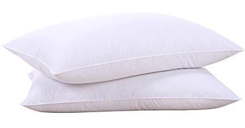 puredown Pack de 2 Almohadas de Pluma y Plumón Lavable a Máquina Soporte Firme Anti-ácaros Antipolvo 50x76cm