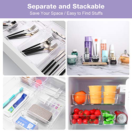 Puricon 13 uds. Organizadores Transparentes para Cajones, Bandeja Plásticas de Almacenamiento para Maquillaje Papelería Cubiertos, Apto para Dormitorio Vestidor Cuarto Baño Cocina Oficina Escritorio Puricon 13 uds. Organizadores Transparentes para Cajones, Bandeja Plásticas de Almacenamiento para Maquillaje Papelería Cubiertos, Apto para Dormitorio Vestidor Cuarto Baño Cocina Oficina Escritorio