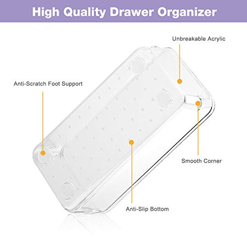 Puricon 13 uds. Organizadores Transparentes para Cajones, Bandeja Plásticas de Almacenamiento para Maquillaje Papelería Cubiertos, Apto para Dormitorio Vestidor Cuarto Baño Cocina Oficina Escritorio Puricon 13 uds. Organizadores Transparentes para Cajones, Bandeja Plásticas de Almacenamiento para Maquillaje Papelería Cubiertos, Apto para Dormitorio Vestidor Cuarto Baño Cocina Oficina Escritorio
