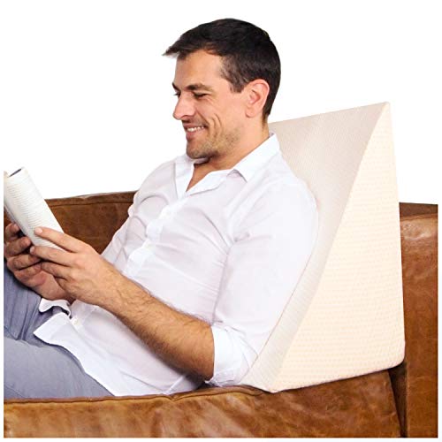 Purovi® Cojín con Forma de Cuña para Cama y Sofá Sujeción de Espalda | Almohada de Lectura | 30 x 50 x 60 cm