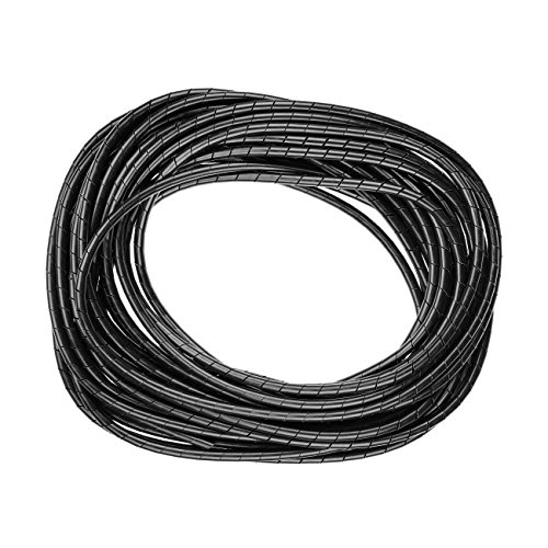 Purovi® Organizador de Cables en Espiral | Longitud 10 m | Tubo Protector Flexible | Diámetro 6-60 mm | Negro