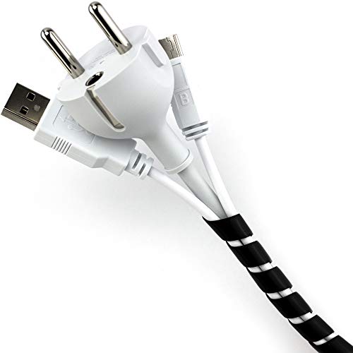 Purovi® Organizador de Cables en Espiral | Longitud 10 m | Tubo Protector Flexible | Diámetro 6-60 mm | Negro Purovi® Organizador de Cables en Espiral | Longitud 10 m | Tubo Protector Flexible | Diámetro 6-60 mm | Negro
