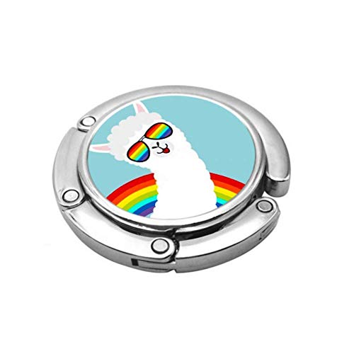 Purse Hook Foldable Alpaca Llama Animal Face Rainbow Glassess Folding Handbag Table Hanger-Bag Hanger Collection-Desk Hooks For Purse Purse Hook Foldable Alpaca Llama Animal Face Rainbow Glassess Folding Handbag Table Hanger-Bag Hanger Collection-Desk Hooks For Purse