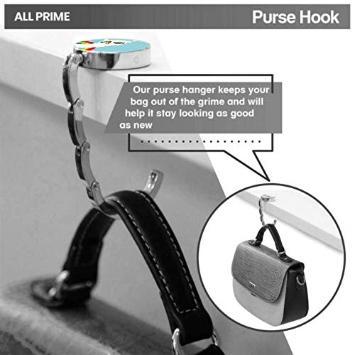 Purse Hook Foldable Alpaca Llama Animal Face Rainbow Glassess Folding Handbag Table Hanger-Bag Hanger Collection-Desk Hooks For Purse