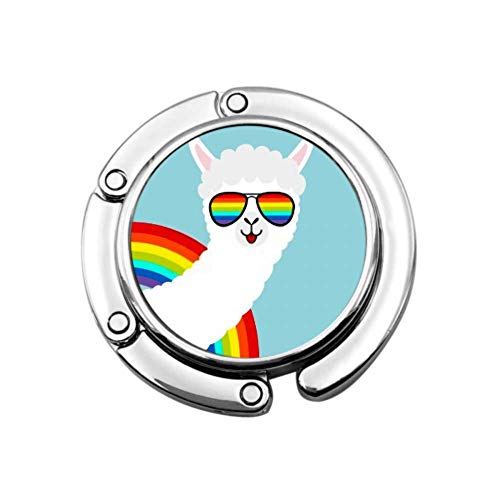 Purse Hook Foldable Alpaca Llama Animal Face Rainbow Glassess Folding Handbag Table Hanger-Bag Hanger Collection-Desk Hooks For Purse Purse Hook Foldable Alpaca Llama Animal Face Rainbow Glassess Folding Handbag Table Hanger-Bag Hanger Collection-Desk Hooks For Purse