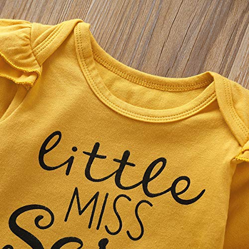 puseky Baby Little Miss Sassy - Conjunto de ropa de manga larga con volantes y pantalones florales - amarillo - 0-6 meses puseky Baby Little Miss Sassy - Conjunto de ropa de manga larga con volantes y pantalones florales - amarillo - 0-6 meses