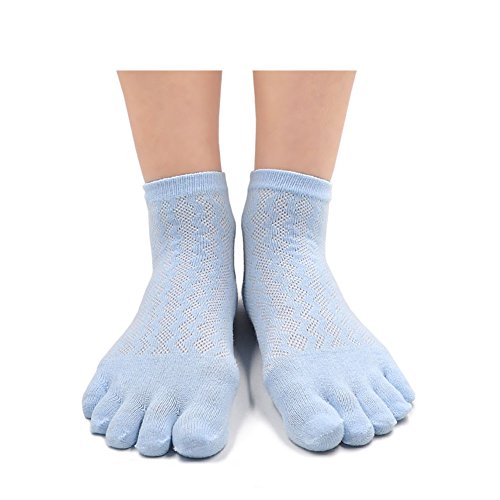 PUTUO Mujer cinco dedos calcetines de deporte, Calcetines de dedos mujer calcetines de algodón, suave y transpirable, EU36-42, 5 pares