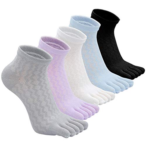 PUTUO Mujer cinco dedos calcetines de deporte, Calcetines de dedos mujer calcetines de algodón, suave y transpirable, EU36-42, 5 pares PUTUO Mujer cinco dedos calcetines de deporte, Calcetines de dedos mujer calcetines de algodón, suave y transpirable, EU36-42, 5 pares