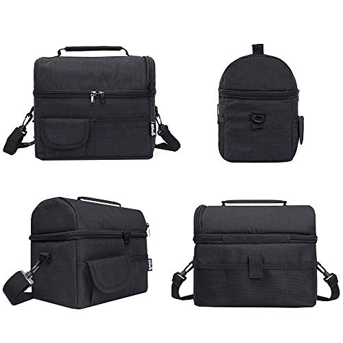 PuTwo Térmica Porta Alimentos 8L Hermética Bolsa Térmica Plegable Bolso Nevera Térmica Tela Bolsas Térmicas para Llevar Comida Nevera Almuerzo para Adulto Niños Trabajo Oficina Playa Viaje -Negro