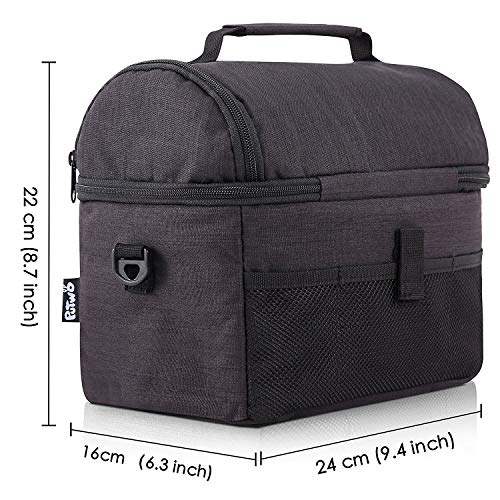 PuTwo Térmica Porta Alimentos 8L Hermética Bolsa Térmica Plegable Bolso Nevera Térmica Tela Bolsas Térmicas para Llevar Comida Nevera Almuerzo para Adulto Niños Trabajo Oficina Playa Viaje -Negro